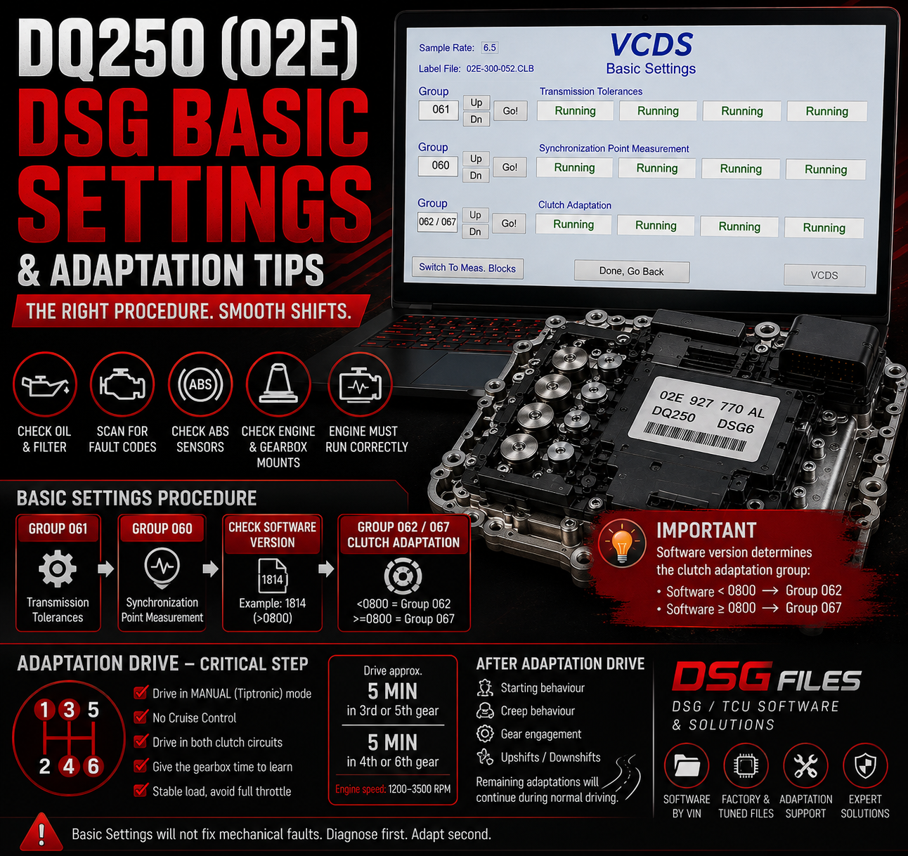 DQ250 (02E) DSG Basic Settings & Adaptation Tips