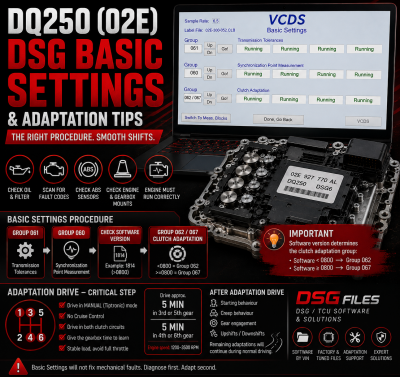 DQ250 (02E) DSG Basic Settings & Adaptation Tips
